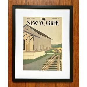 Framed 1984 New Yorker Magazine Sept. 17 Cover Gretchen Dow Simpson Traintracks